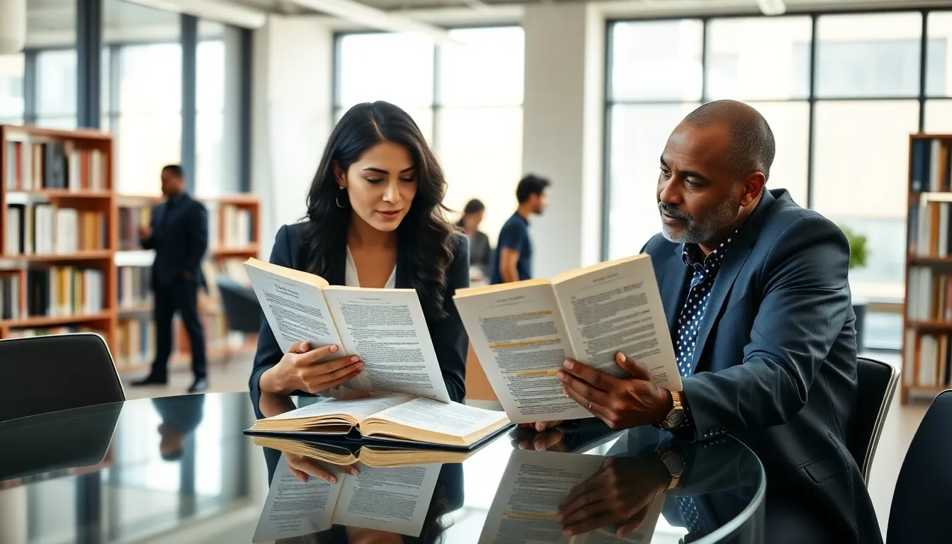 diverse group discussing political theory in a modern office.