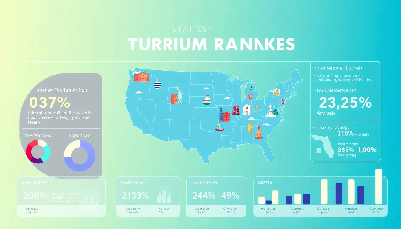 infographic of world tourism rankings centered on the United States.
